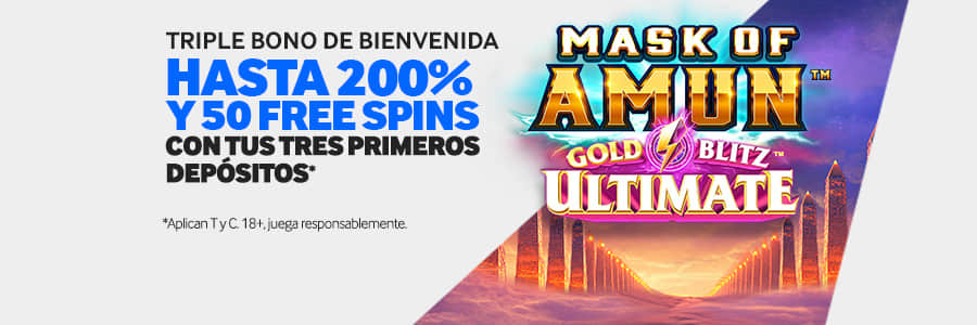 Mask of Amun – Bono de bienvenida hasta 200% con 50 Free Spins